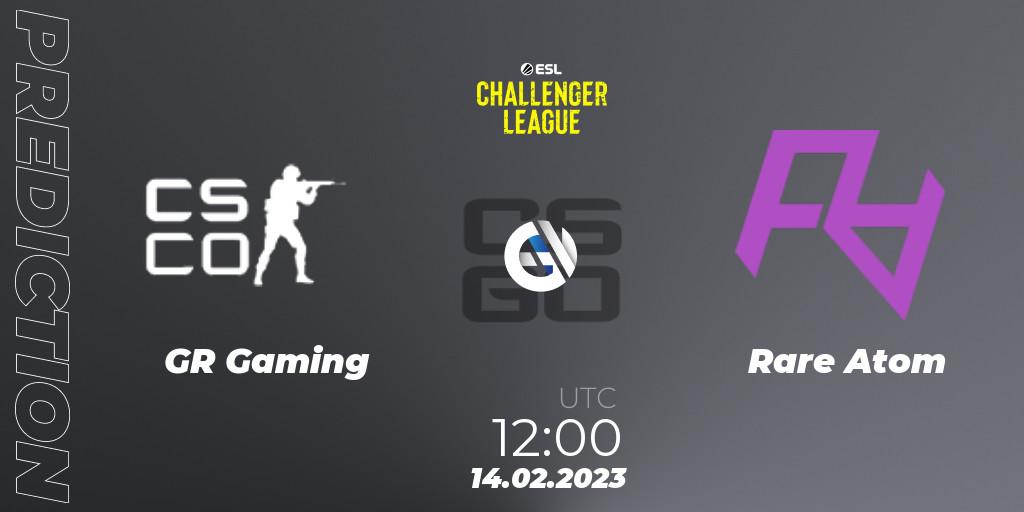 Prognose für das Spiel GR Gaming VS Rare Atom. 14.02.2023 at 12:00. Counter-Strike (CS2) - ESL Challenger League Season 44: Asia-Pacific