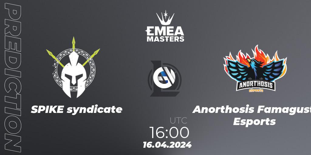 Prognose für das Spiel SPIKE syndicate VS Anorthosis Famagusta Esports. 16.04.24. LoL - EMEA Masters Spring 2024 - Play-In