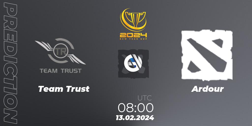 Prognose für das Spiel Team Trust VS Ardour. 13.02.2024 at 08:00. Dota 2 - New Year Cup 2024