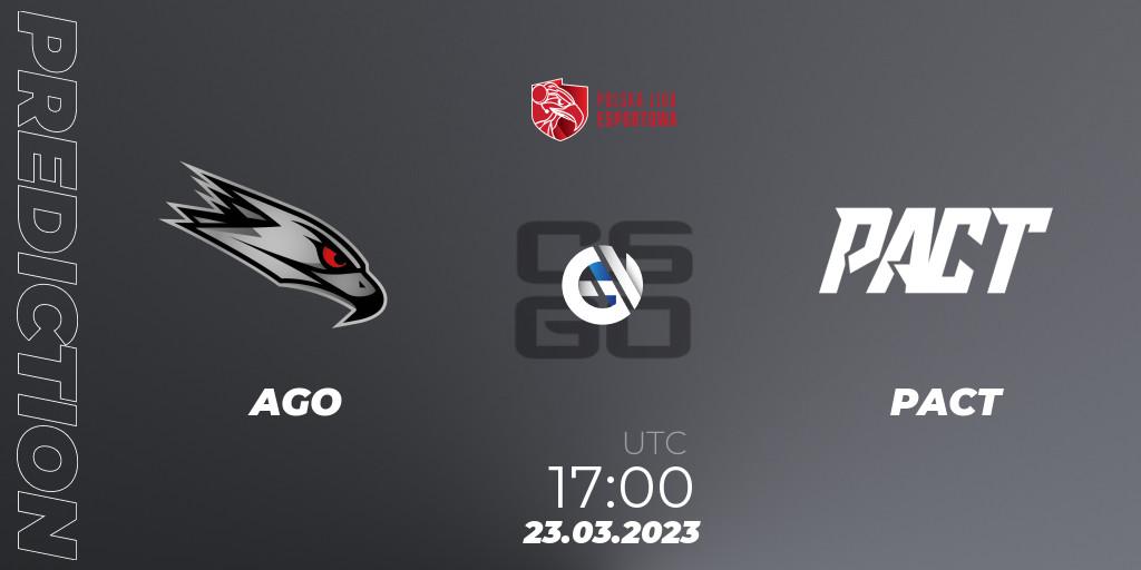 Prognose für das Spiel AGO VS PACT. 23.03.23. CS2 (CS:GO) - Polska Liga Esportowa 2023: Split #1