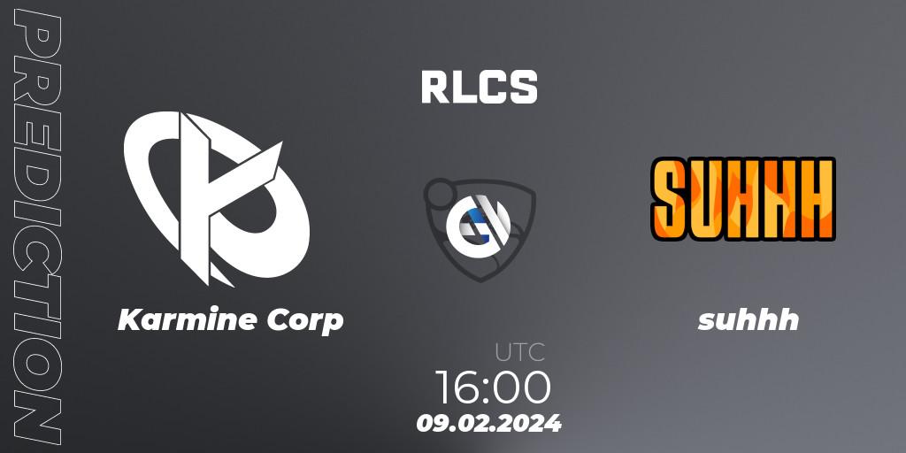 Prognose für das Spiel Karmine Corp VS suhhh. 09.02.2024 at 16:00. Rocket League - RLCS 2024 - Major 1: Europe Open Qualifier 1