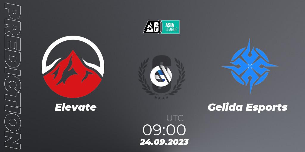 Prognose für das Spiel Elevate VS Gelida Esports. 24.09.2023 at 09:00. Rainbow Six - SEA League 2023 - Stage 2
