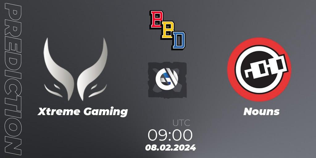 Prognose für das Spiel Xtreme Gaming VS Nouns. 08.02.24. Dota 2 - BetBoom Dacha Dubai 2024