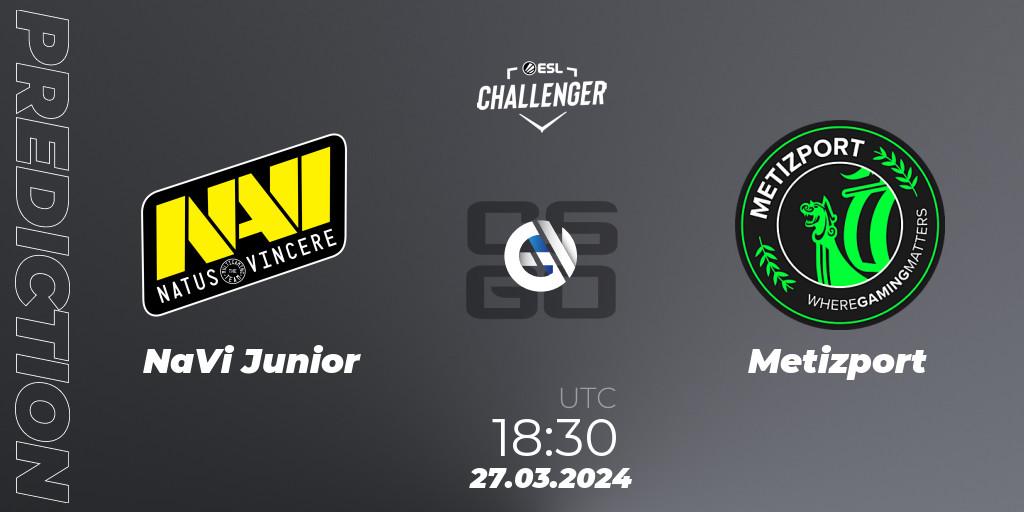 Prognose für das Spiel NaVi Junior VS Metizport. 27.03.24. CS2 (CS:GO) - ESL Challenger #57: European Open Qualifier