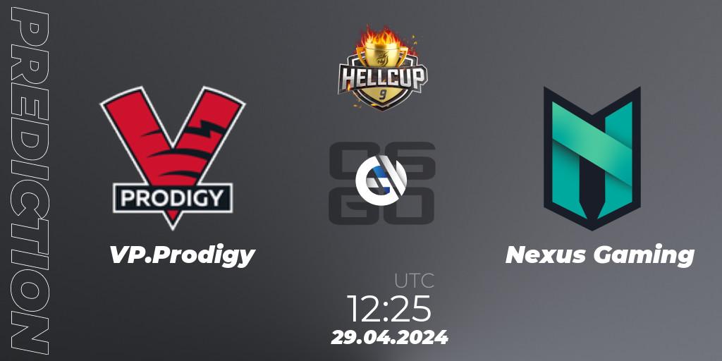 Prognose für das Spiel VP.Prodigy VS Nexus Gaming. 29.04.2024 at 12:25. Counter-Strike (CS2) - HellCup #9
