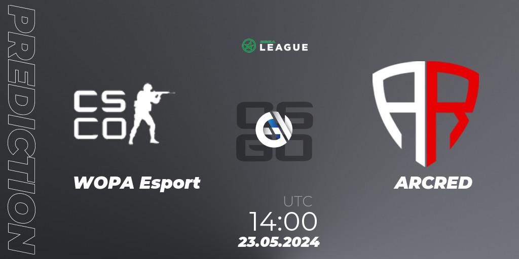 Prognose für das Spiel WOPA Esport VS ARCRED. 23.05.2024 at 14:00. Counter-Strike (CS2) - ESEA Season 49: Advanced Division - Europe
