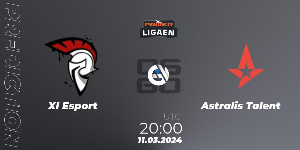 Prognose für das Spiel XI Esport VS Astralis Talent. 11.03.24. CS2 (CS:GO) - Dust2.dk Ligaen Season 25