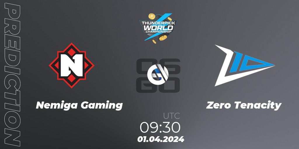 Prognose für das Spiel Nemiga Gaming VS Zero Tenacity. 01.04.24. CS2 (CS:GO) - Thunderpick World Championship 2024: European Series #1