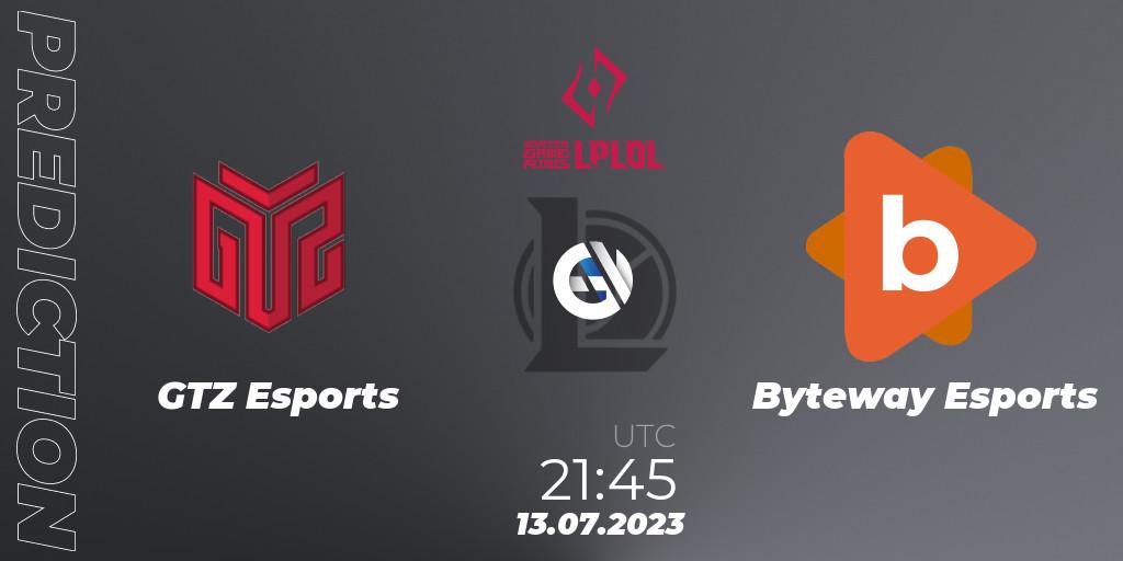 Prognose für das Spiel GTZ Esports VS Byteway Esports. 13.07.2023 at 21:45. LoL - LPLOL Split 2 2023 - Group Stage