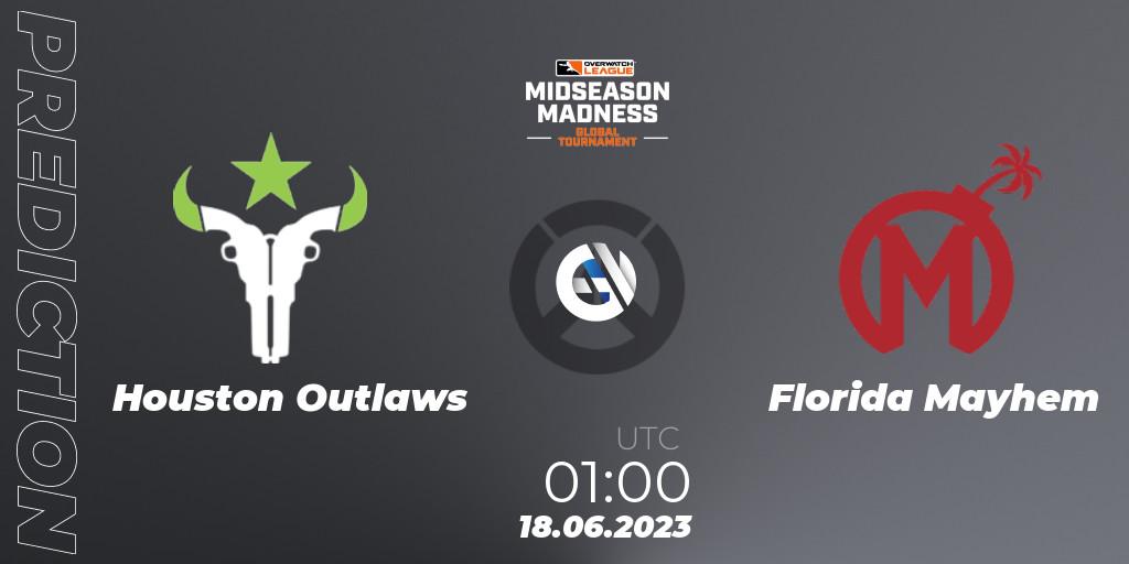 Prognose für das Spiel Houston Outlaws VS Florida Mayhem. 18.06.23. Overwatch - Overwatch League 2023 - Midseason Madness