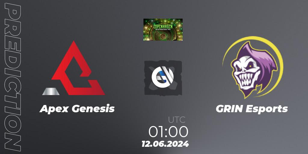 Prognose für das Spiel Apex Genesis VS GRIN Esports. 12.06.2024 at 01:00. Dota 2 - The International 2024: North America Closed Qualifier