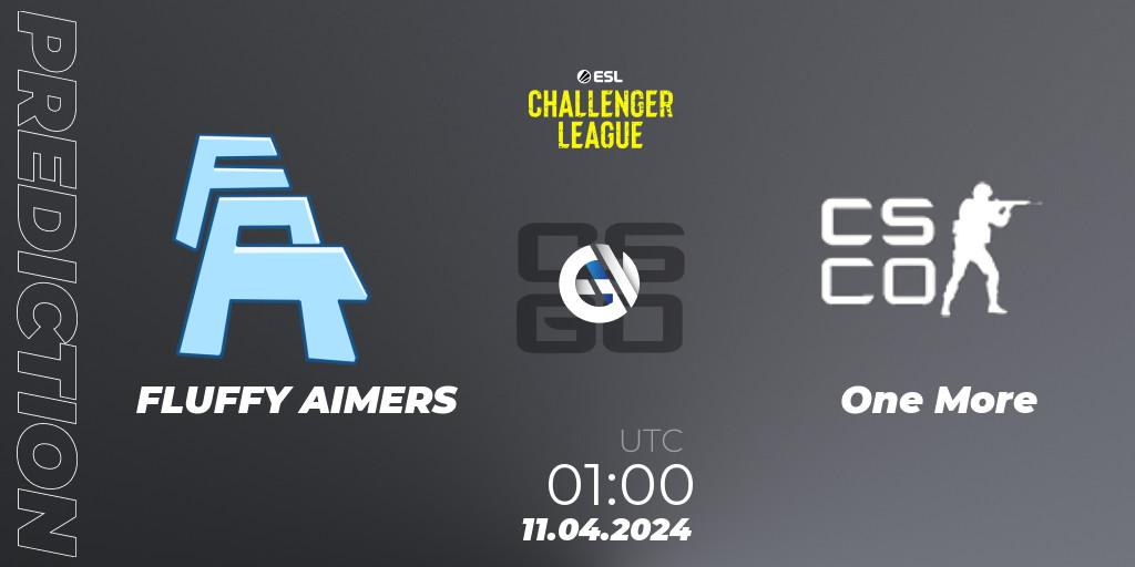 Prognose für das Spiel FLUFFY AIMERS VS One More. 11.04.24. CS2 (CS:GO) - ESL Challenger League Season 47: North America