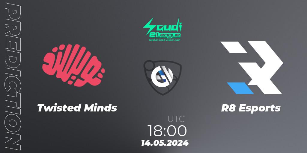 Prognose für das Spiel Twisted Minds VS R8 Esports. 14.05.2024 at 18:00. Rocket League - Saudi eLeague 2024 - Major 2: Online Major Phase 1
