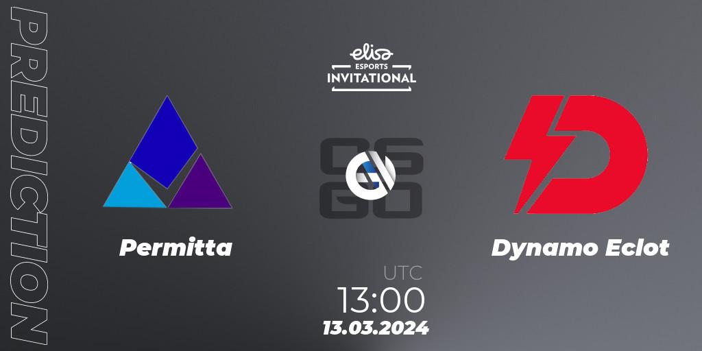 Prognose für das Spiel Permitta VS Dynamo Eclot. 13.03.2024 at 13:00. Counter-Strike (CS2) - Elisa Invitational Spring 2024 Contenders