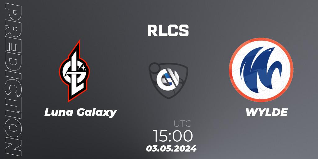 Prognose für das Spiel Luna Galaxy VS WYLDE. 03.05.2024 at 15:00. Rocket League - RLCS 2024 - Major 2: EU Open Qualifier 4