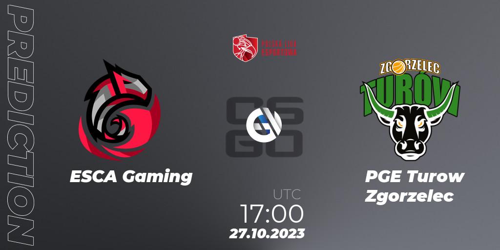 Prognose für das Spiel ESCA Gaming VS PGE Turow Zgorzelec. 27.10.23. CS2 (CS:GO) - Polska Liga Esportowa 2023: Split #3