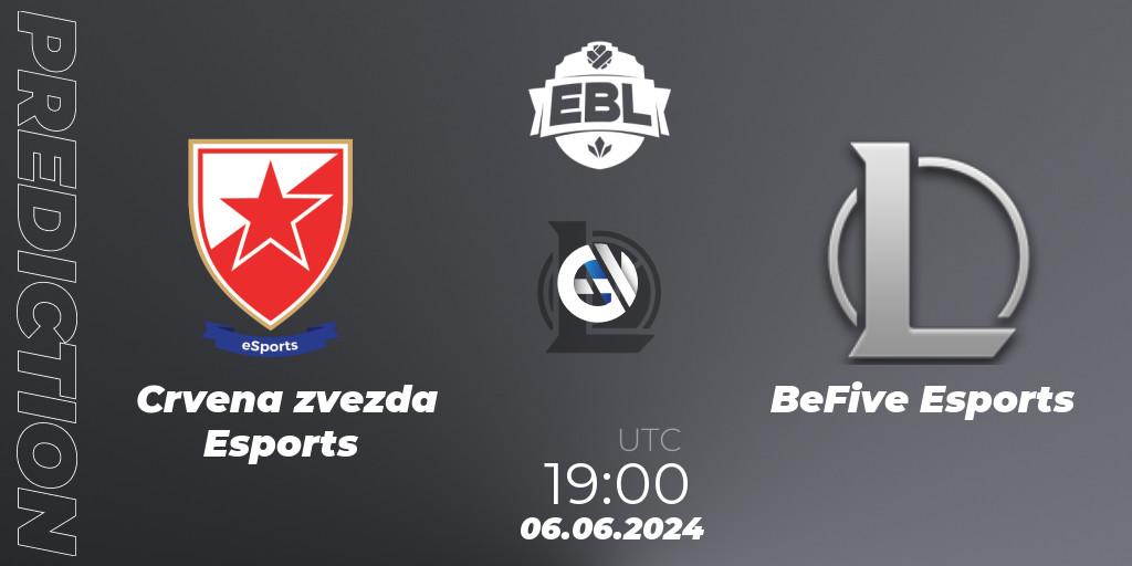 Prognose für das Spiel Crvena zvezda Esports VS BeFive Esports. 06.06.2024 at 19:00. LoL - Esports Balkan League Season 15