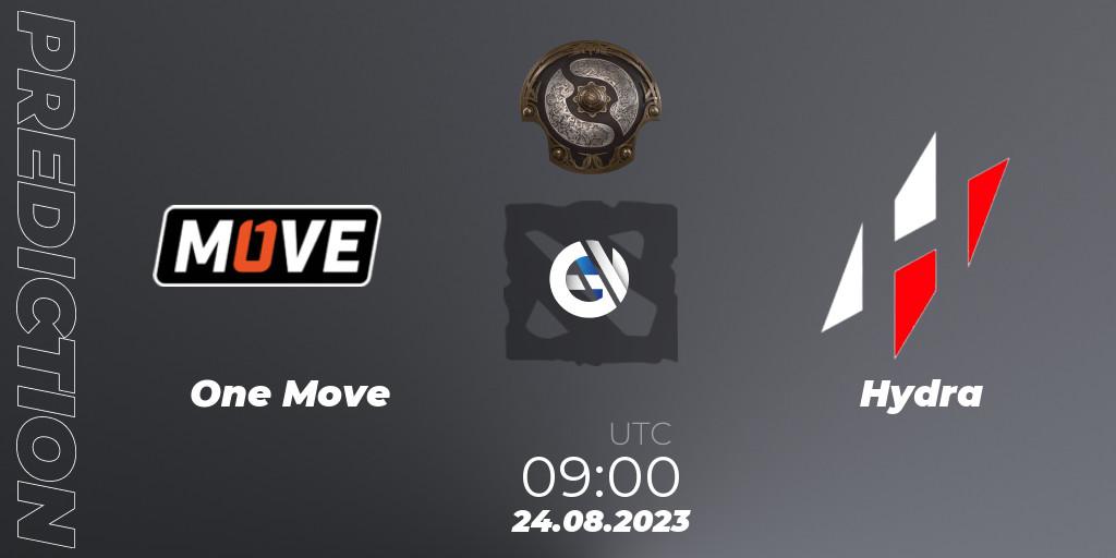 Prognose für das Spiel One Move VS Hydra. 24.08.2023 at 09:51. Dota 2 - The International 2023 - Eastern Europe Qualifier