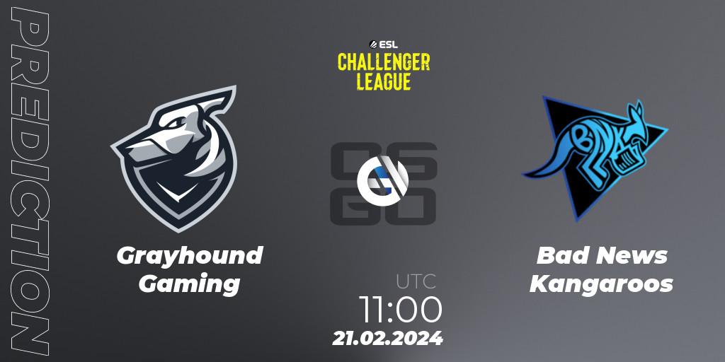 Prognose für das Spiel Grayhound Gaming VS Bad News Kangaroos. 21.02.24. CS2 (CS:GO) - ESL Challenger League Season 47: Oceania