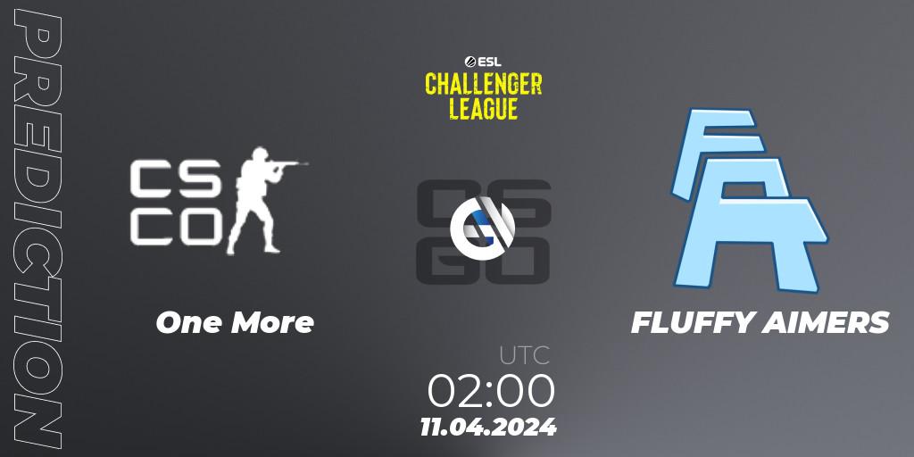 Prognose für das Spiel One More VS FLUFFY AIMERS. 11.04.24. CS2 (CS:GO) - ESL Challenger League Season 47: North America
