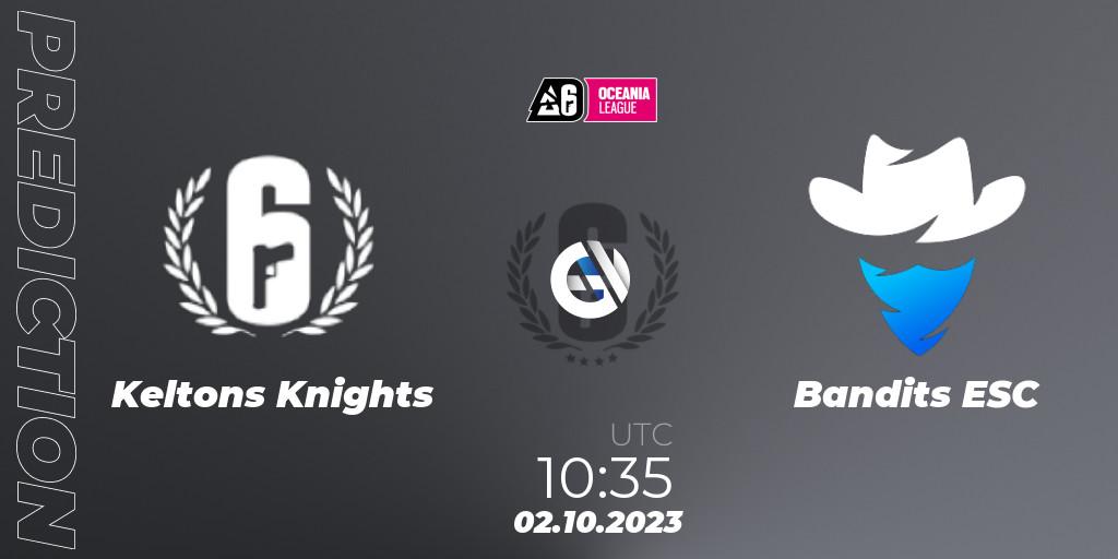 Prognose für das Spiel Keltons Knights VS Bandits ESC. 02.10.2023 at 09:35. Rainbow Six - Oceania League 2023 - Stage 2