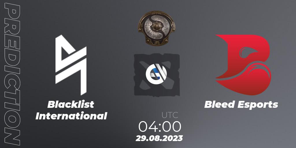 Prognose für das Spiel Blacklist International VS Bleed Esports. 29.08.23. Dota 2 - The International 2023 - Southeast Asia Qualifier