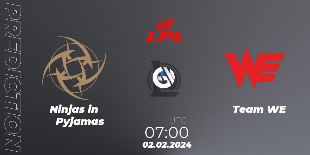 Prognose für das Spiel Ninjas in Pyjamas VS Team WE. 02.02.24. LoL - LPL Spring 2024 - Group Stage