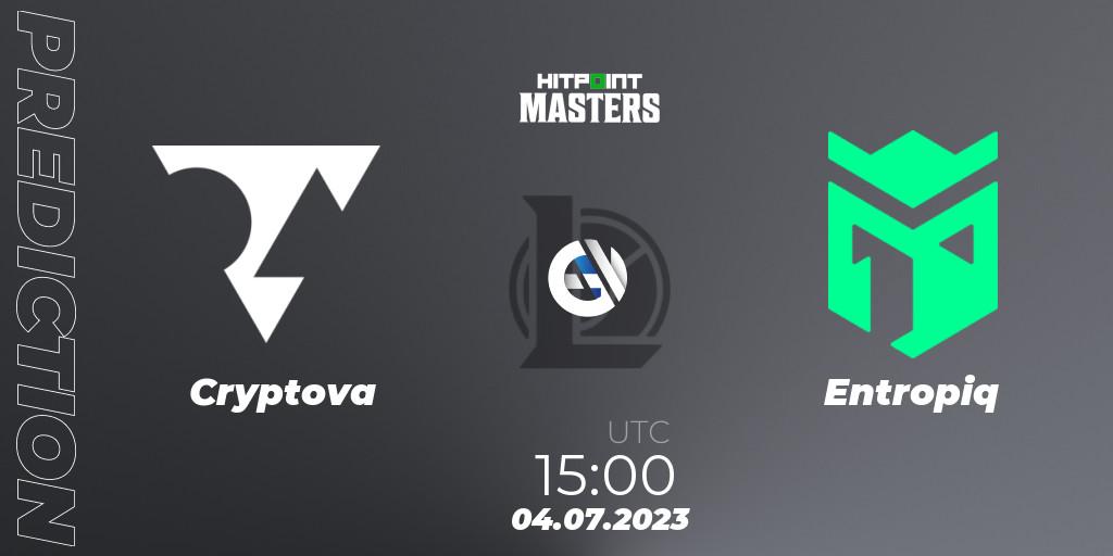 Prognose für das Spiel Cryptova VS Entropiq. 04.07.23. LoL - Hitpoint Masters Summer 2023 - Group Stage