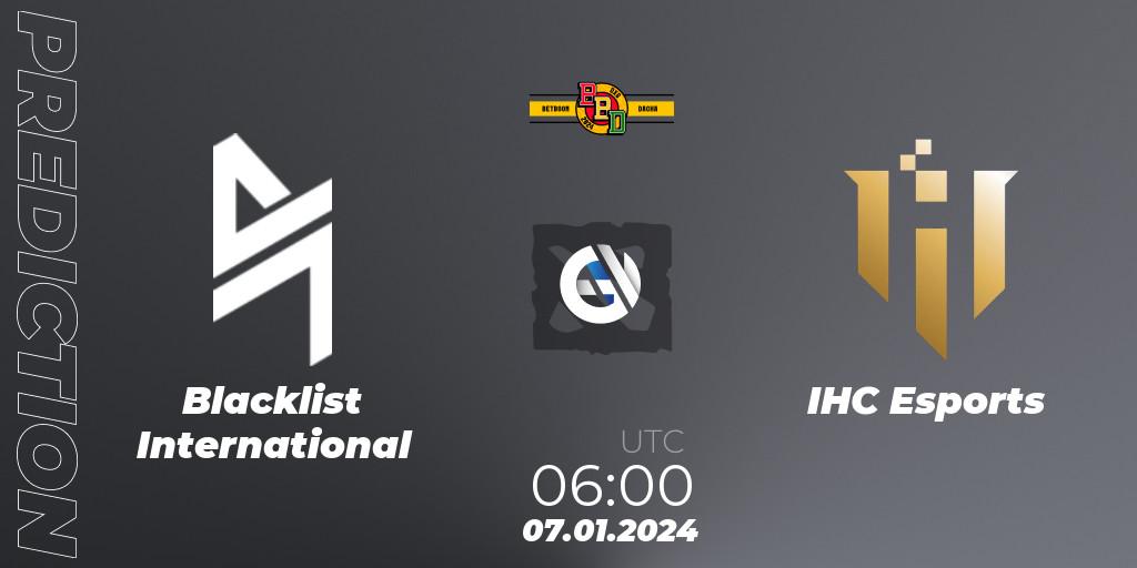 Prognose für das Spiel Blacklist International VS IHC Esports. 07.01.24. Dota 2 - BetBoom Dacha Dubai 2024: SEA and CN Closed Qualifier
