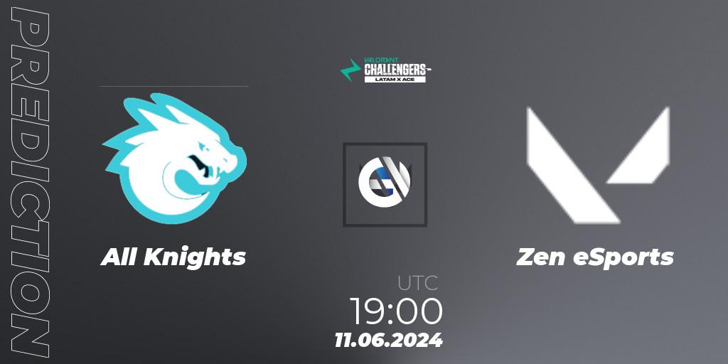 Prognose für das Spiel All Knights VS Zen eSports. 11.06.2024 at 19:00. VALORANT - VALORANT Challengers 2024 LAS: Split 2