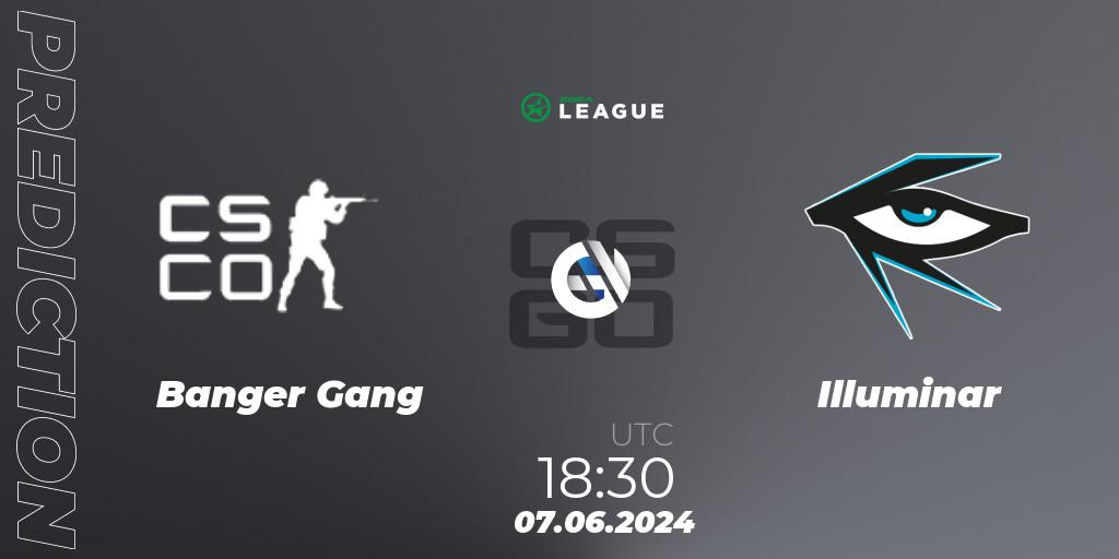 Prognose für das Spiel Banger Gang VS Illuminar. 07.06.2024 at 18:30. Counter-Strike (CS2) - ESEA Season 49: Main Division - Europe