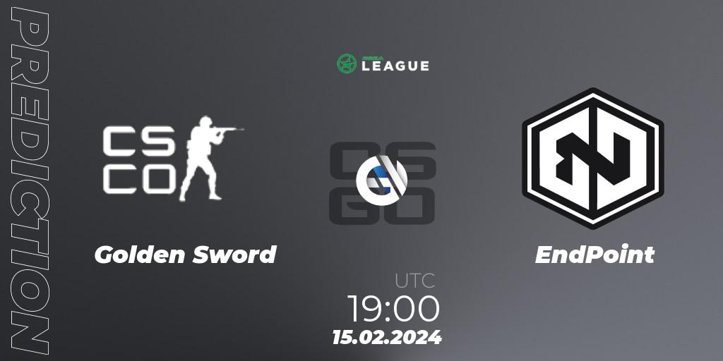 Prognose für das Spiel Golden Sword VS EndPoint. 15.02.2024 at 19:00. Counter-Strike (CS2) - ESEA Season 48: Advanced Division - Europe