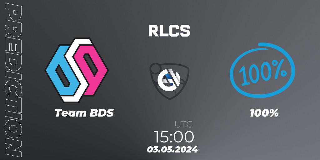 Prognose für das Spiel Team BDS VS 100%. 03.05.2024 at 15:00. Rocket League - RLCS 2024 - Major 2: EU Open Qualifier 4