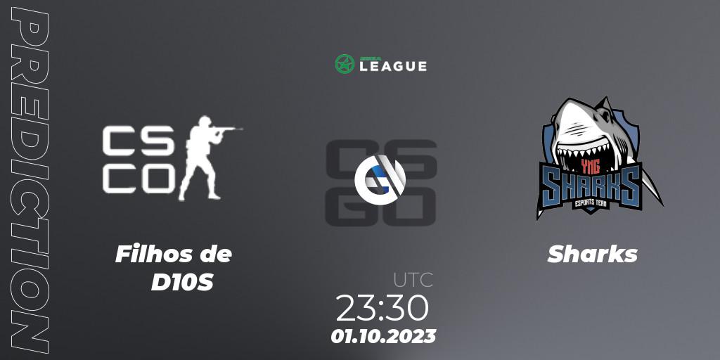 Prognose für das Spiel Filhos de D10S VS Sharks. 01.10.2023 at 23:30. Counter-Strike (CS2) - ESEA Season 46: Open Division - South America