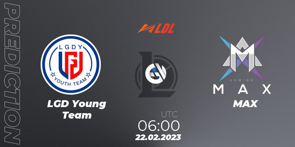Prognose für das Spiel LGD Young Team VS MAX. 22.02.2023 at 06:00. LoL - LDL 2023 - Regular Season