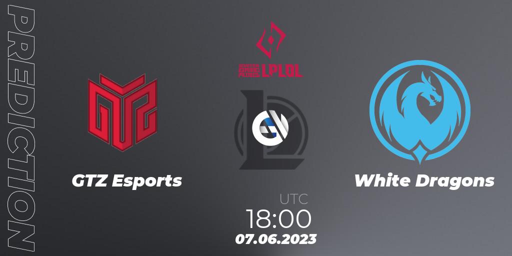 Prognose für das Spiel GTZ Esports VS White Dragons. 07.06.2023 at 18:00. LoL - LPLOL Split 2 2023 - Group Stage