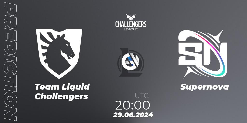 Prognose für das Spiel Team Liquid Challengers VS Supernova. 29.06.2024 at 20:00. LoL - NACL Summer 2024 - Group Stage