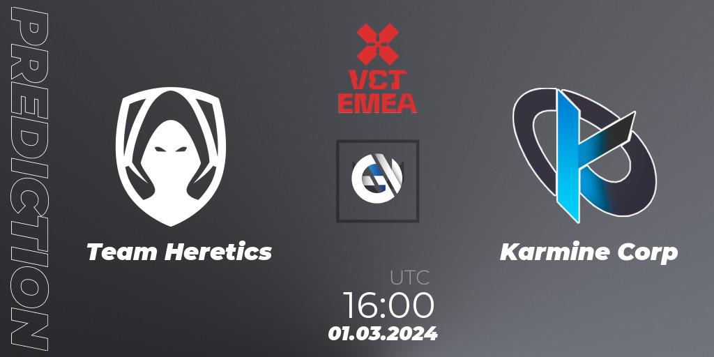 Prognose für das Spiel Team Heretics VS Karmine Corp. 01.03.24. VALORANT - VCT 2024: EMEA Kickoff