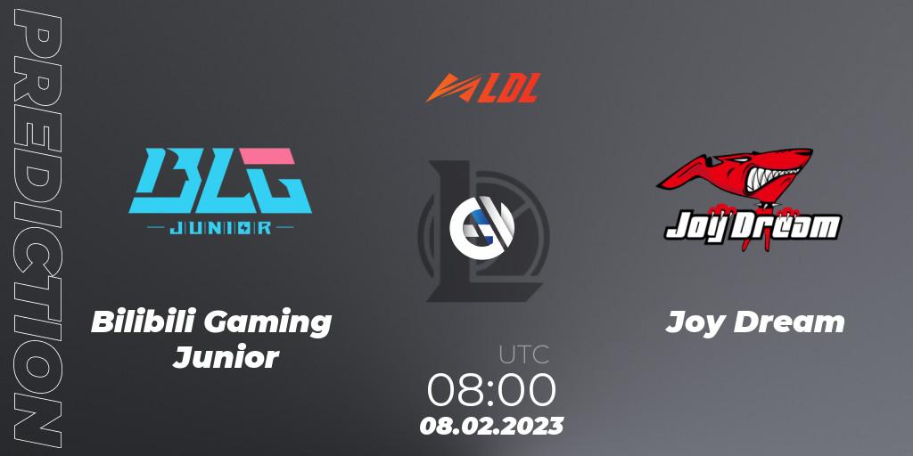 Prognose für das Spiel Bilibili Gaming Junior VS Joy Dream. 08.02.2023 at 07:55. LoL - LDL 2023 - Swiss Stage