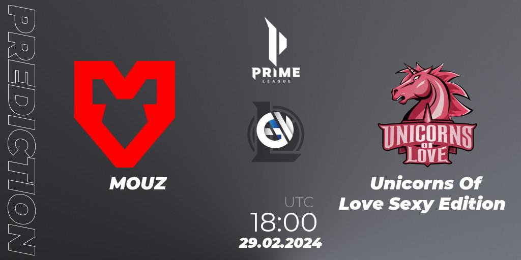Prognose für das Spiel MOUZ VS Unicorns Of Love Sexy Edition. 29.02.24. LoL - Prime League Spring 2024 - Group Stage