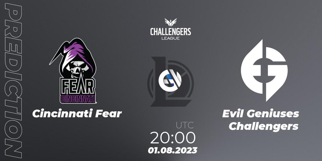 Prognose für das Spiel Cincinnati Fear VS Evil Geniuses Challengers. 01.08.23. LoL - North American Challengers League 2023 Summer - Playoffs