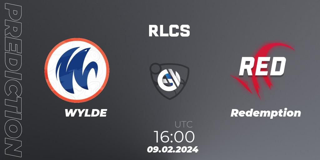 Prognose für das Spiel WYLDE VS Redemption. 09.02.24. Rocket League - RLCS 2024 - Major 1: Europe Open Qualifier 1