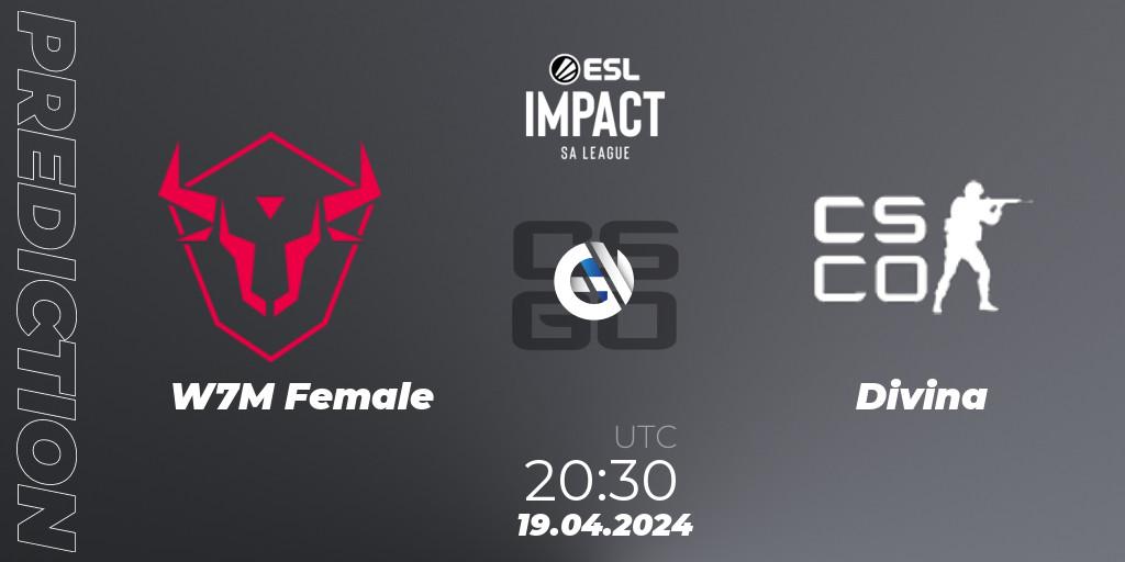 Prognose für das Spiel W7M Female VS Divina. 19.04.24. CS2 (CS:GO) - ESL Impact League Season 5: South America