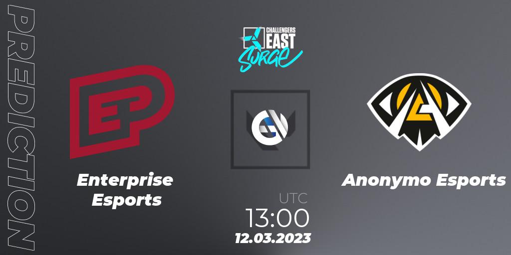 Prognose für das Spiel Enterprise Esports VS Anonymo Esports. 12.03.23. VALORANT - VALORANT Challengers 2023 East: Surge Split 1