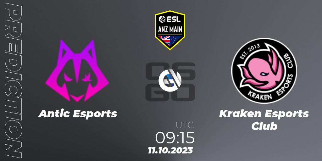 Prognose für das Spiel Antic Esports VS Kraken Esports Club. 11.10.2023 at 09:15. Counter-Strike (CS2) - ESL ANZ Main Season 17