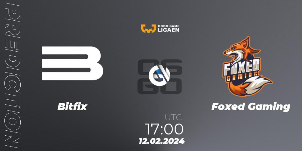 Prognose für das Spiel Bitfix VS Foxed Gaming. 12.02.24. CS2 (CS:GO) - Good Game-ligaen Spring 2024