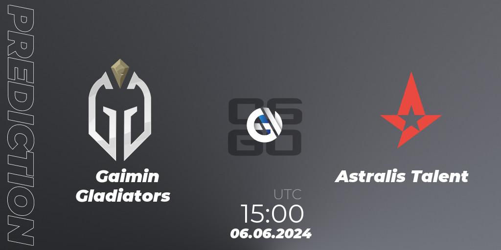 Prognose für das Spiel Gaimin Gladiators VS Astralis Talent. 06.06.2024 at 15:00. Counter-Strike (CS2) - Regional Clash Arena Europe
