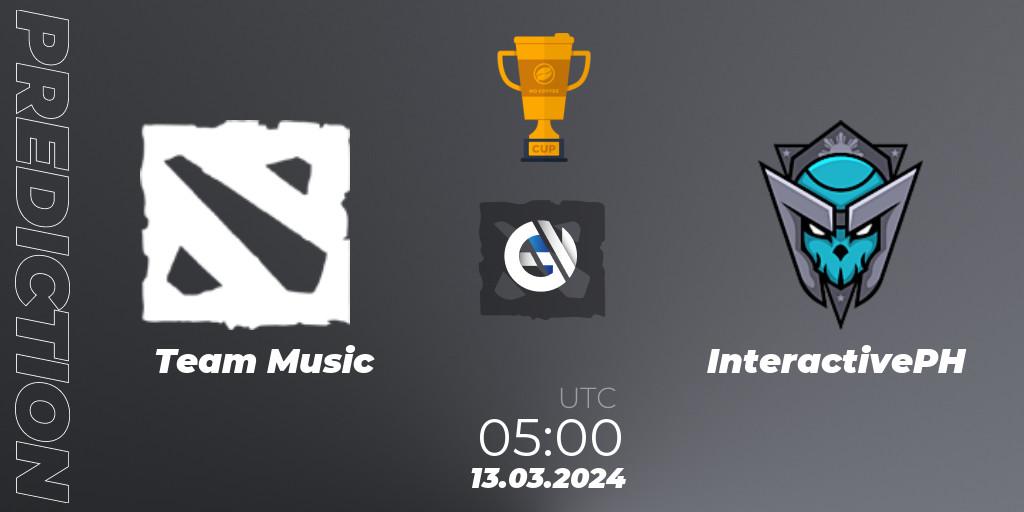 Prognose für das Spiel Team Music VS InteractivePH. 13.03.24. Dota 2 - No Coffee Cup