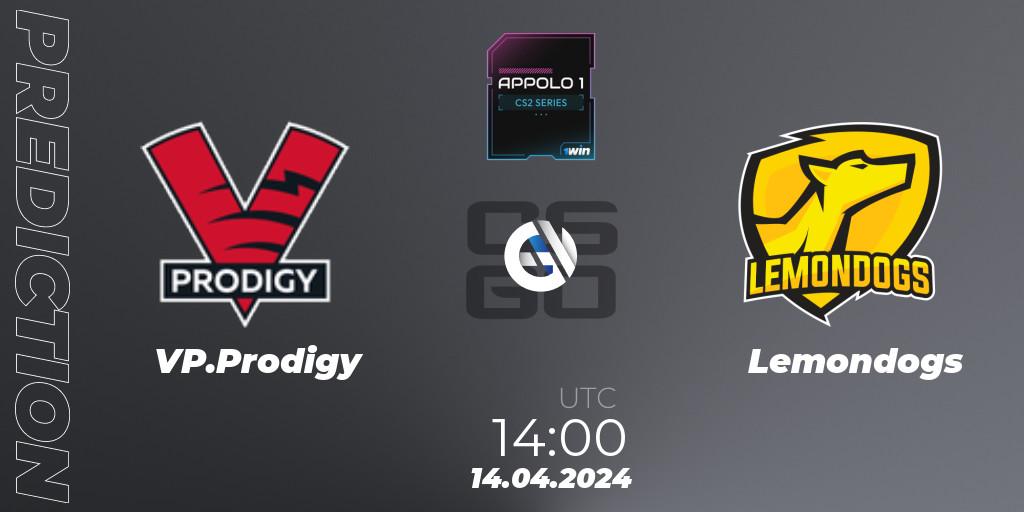 Prognose für das Spiel VP.Prodigy VS Lemondogs. 14.04.24. CS2 (CS:GO) - Appolo1 Series: Phase 1