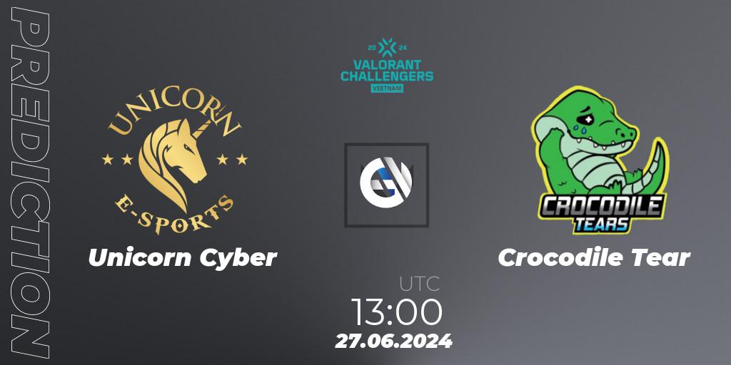 Prognose für das Spiel Unicorn Cyber VS Crocodile Tear. 27.06.2024 at 13:00. VALORANT - VALORANT Challengers 2024: Vietnam Split 2